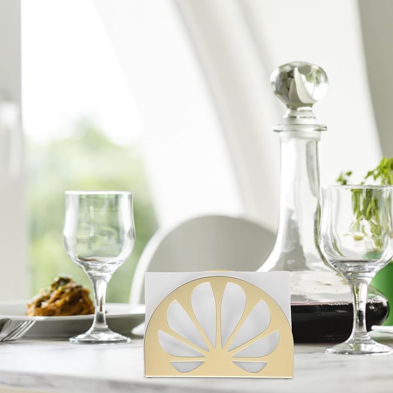 حامل مناديل طاولة نصف دائري ذهبي متعدد الوظائف للمنزل والمطبخ والمطعم - Image 5